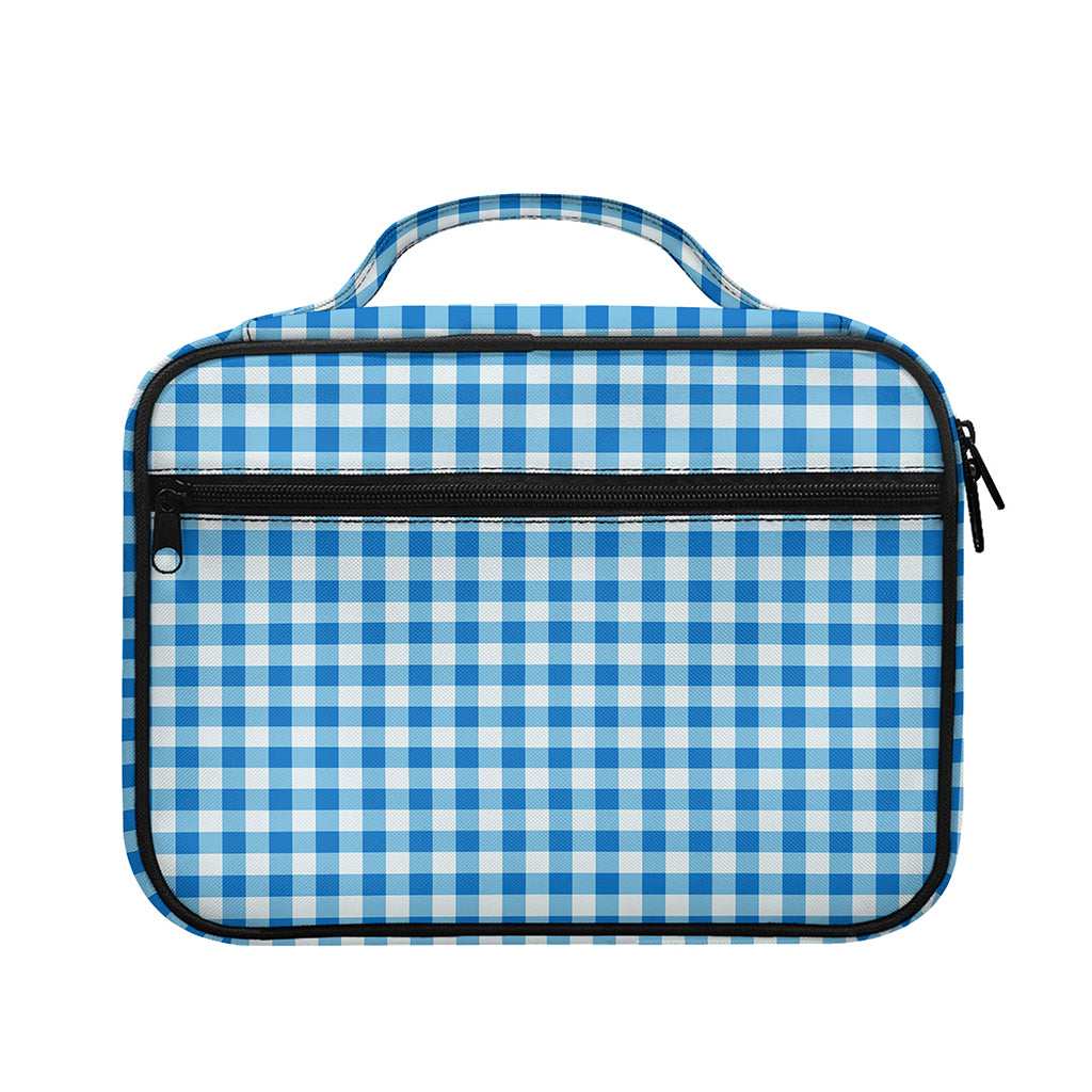 Blue And White Check Pattern Print Briefcase Bible Bag
