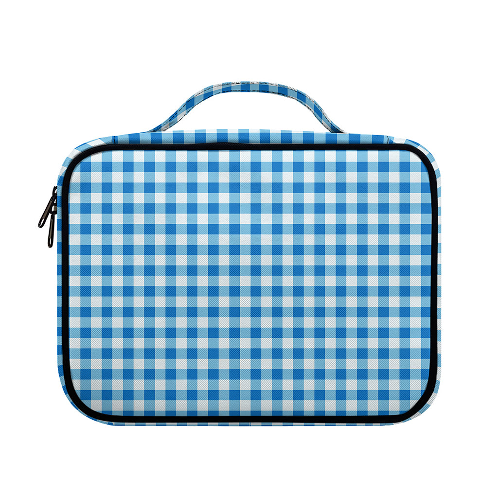 Blue And White Check Pattern Print Briefcase Bible Bag