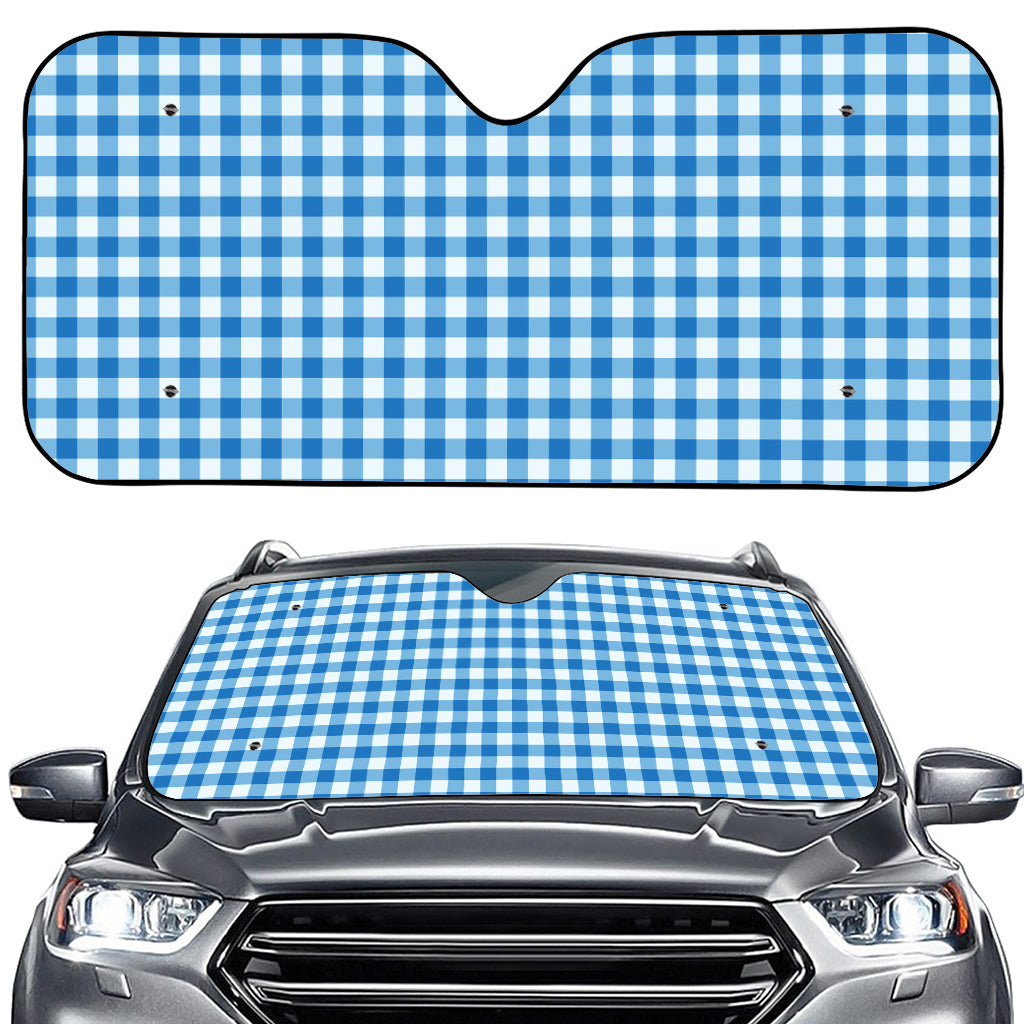 Blue And White Check Pattern Print Car Windshield Sun Shade