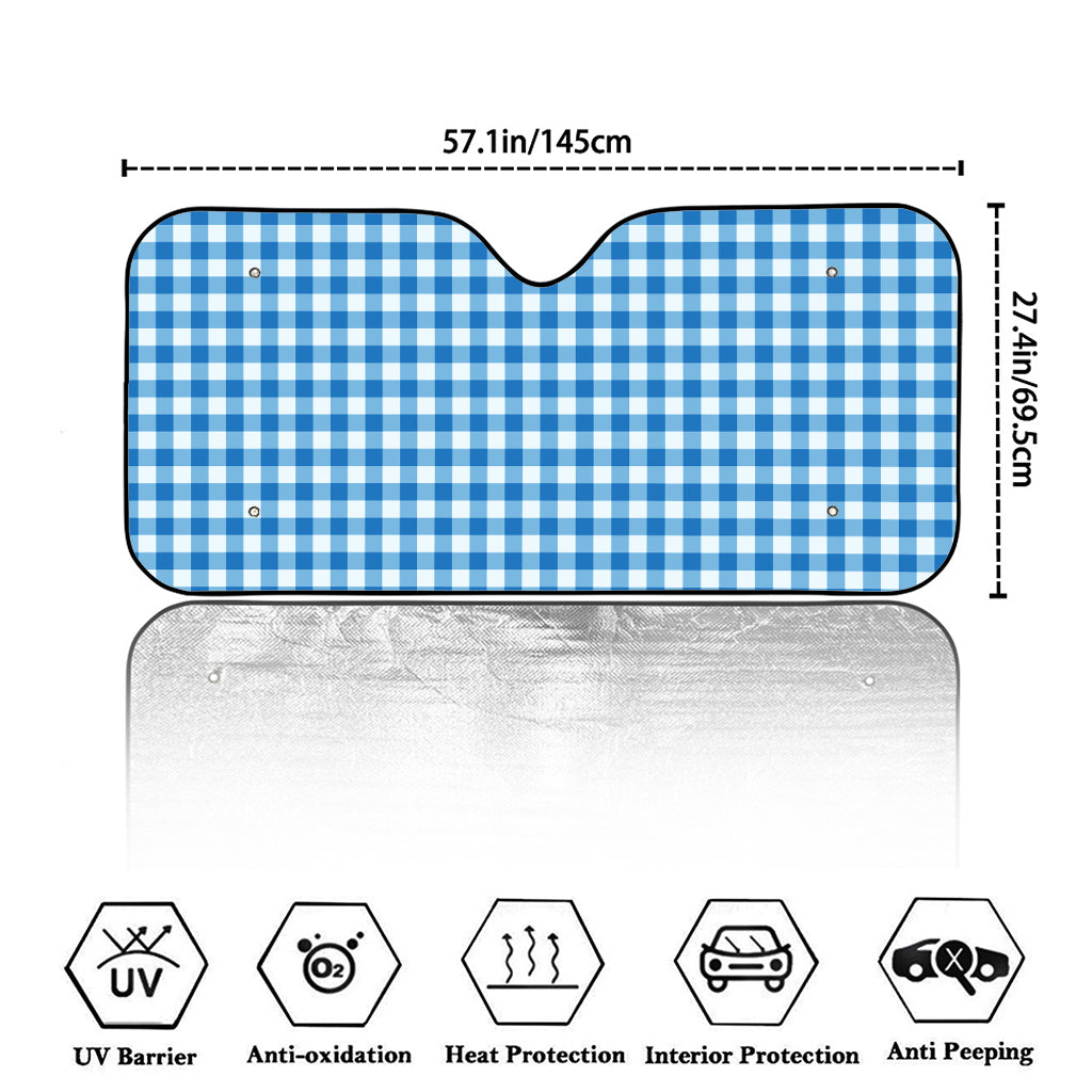 Blue And White Check Pattern Print Car Windshield Sun Shade