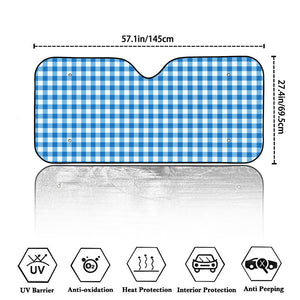 Blue And White Check Pattern Print Car Windshield Sun Shade