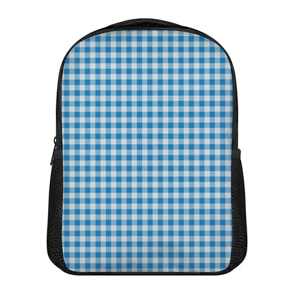 Blue And White Check Pattern Print Casual Backpack