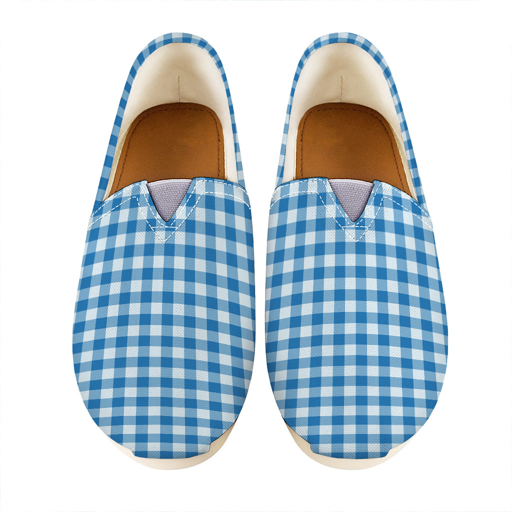Blue And White Check Pattern Print Casual Shoes