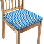 Blue And White Check Pattern Print Chair Cushion Cover