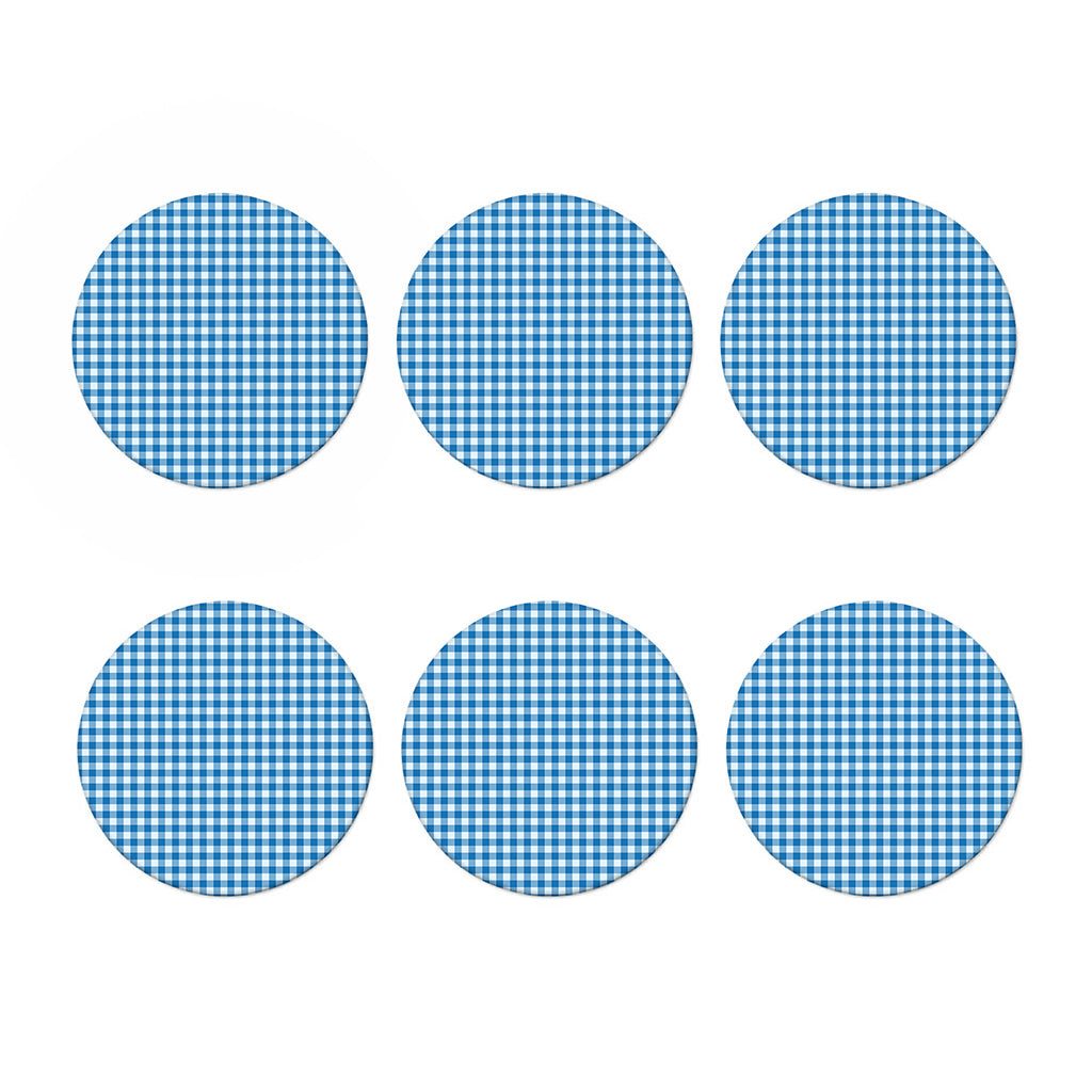 Blue And White Check Pattern Print Coaster Set
