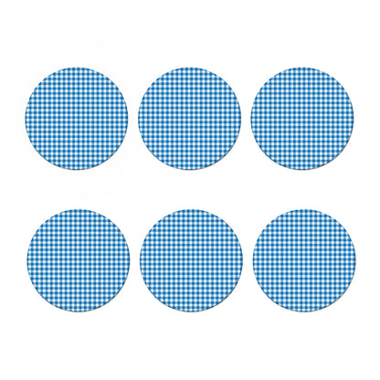 Blue And White Check Pattern Print Coaster Set