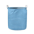 Blue And White Check Pattern Print Collapsible Laundry Basket