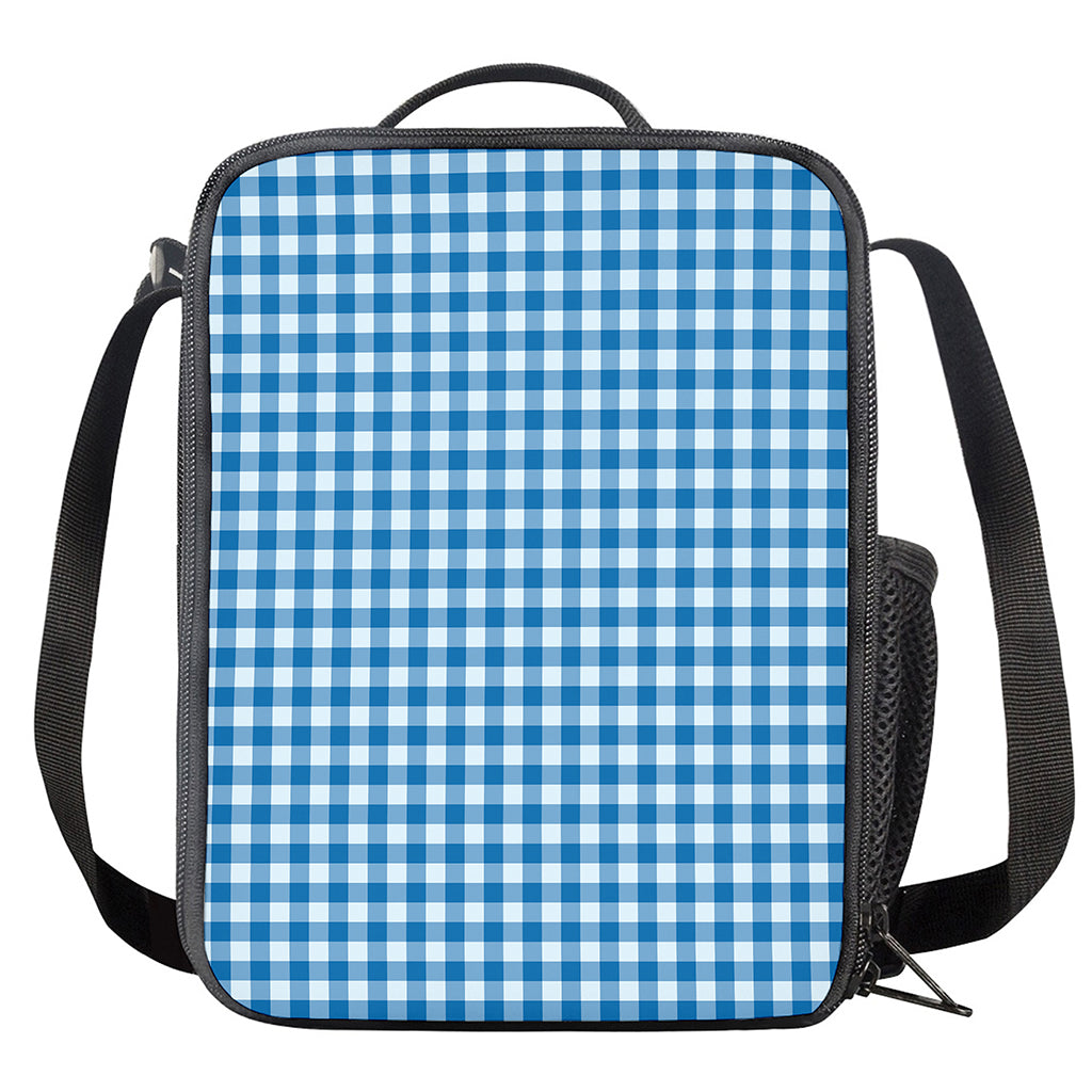Blue And White Check Pattern Print Crossbody Lunch Bag