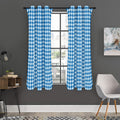 Blue And White Check Pattern Print Grommet Curtain Panels