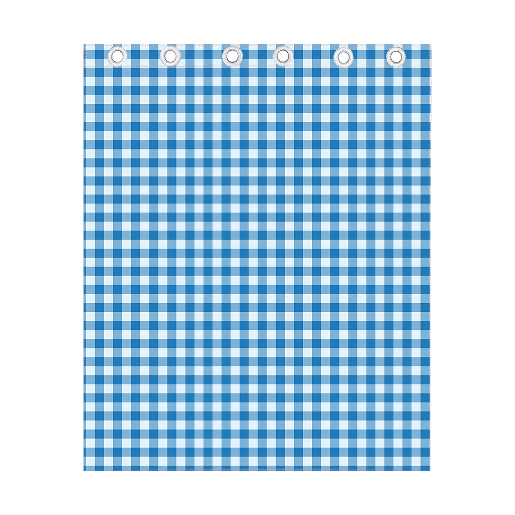Blue And White Check Pattern Print Curtain