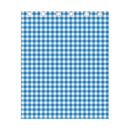 Blue And White Check Pattern Print Curtain