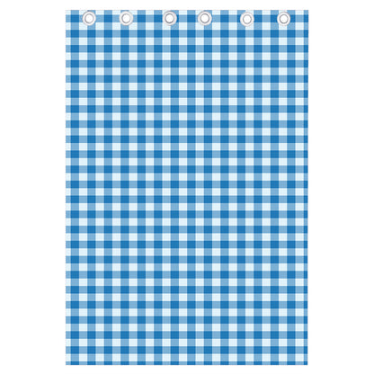 Blue And White Check Pattern Print Curtain