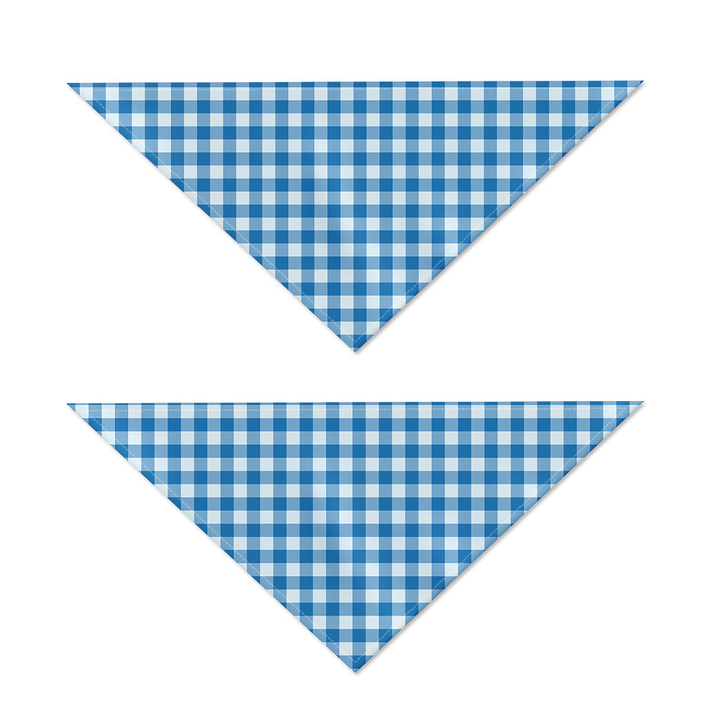 Blue And White Check Pattern Print Dog Bandana