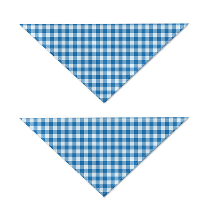 Blue And White Check Pattern Print Dog Bandana