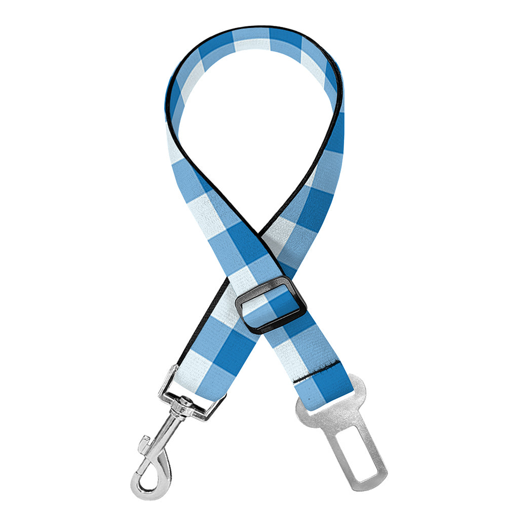 Blue And White Check Pattern Print Dog Seat Belt