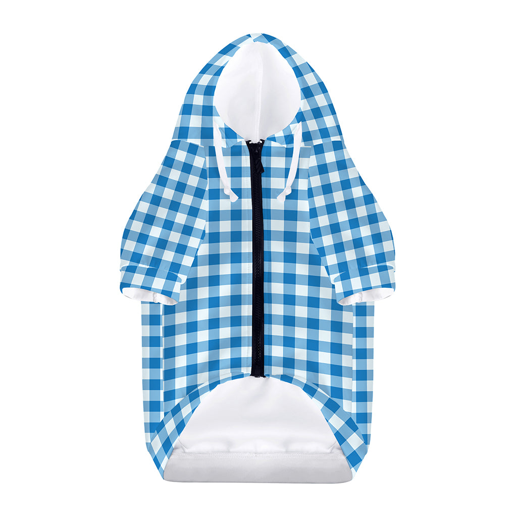 Blue And White Check Pattern Print Dog Zip Up Hoodie