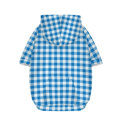 Blue And White Check Pattern Print Dog Zip Up Hoodie
