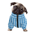 Blue And White Check Pattern Print Dog Zip Up Jacket