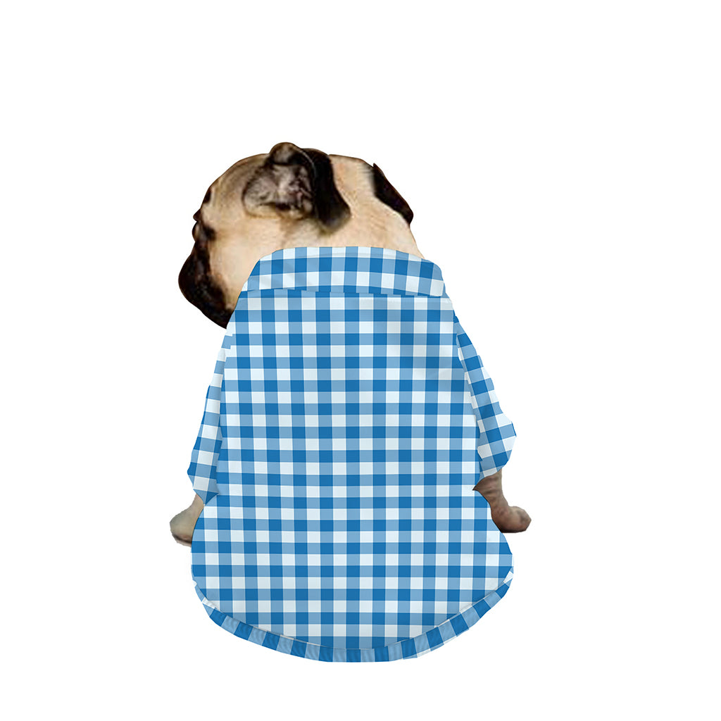 Blue And White Check Pattern Print Dog Zip Up Jacket