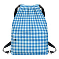 Blue And White Check Pattern Print Drawstring Backpack