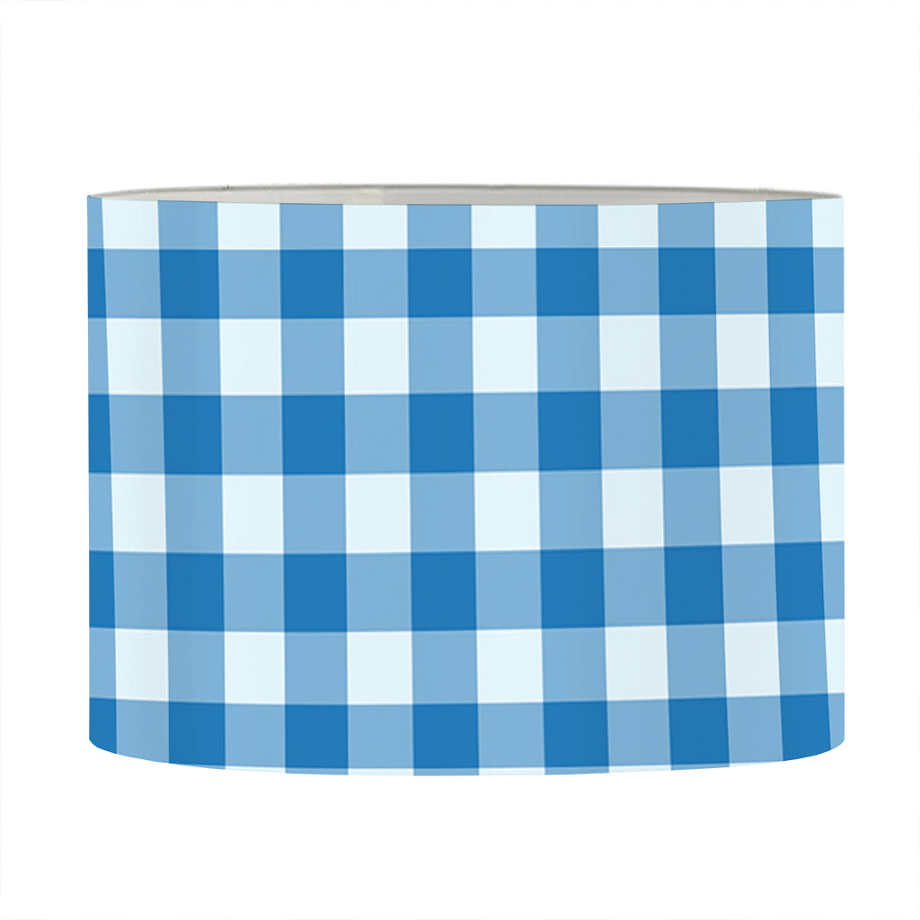 Blue And White Check Pattern Print Drum Lamp Shade