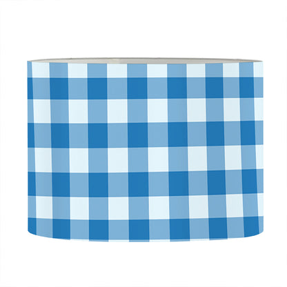 Blue And White Check Pattern Print Drum Lamp Shade