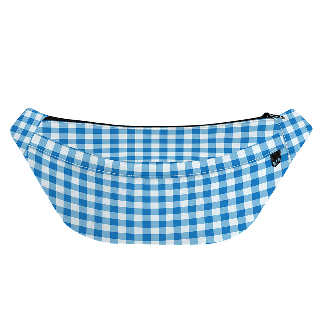 Blue And White Check Pattern Print Fanny Pack