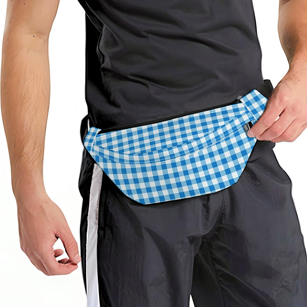 Blue And White Check Pattern Print Fanny Pack
