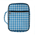 Blue And White Check Pattern Print Front Pocket Bible Bag
