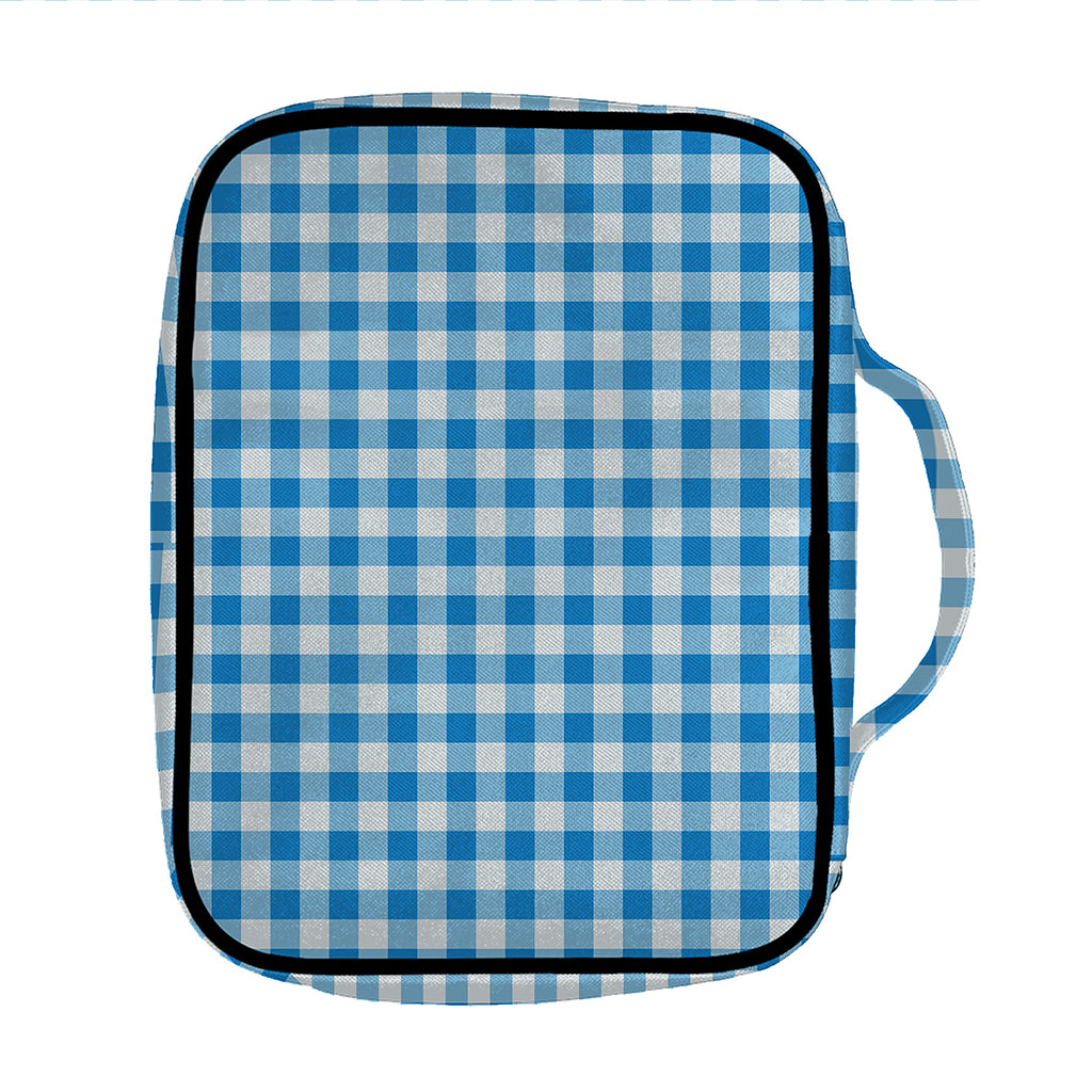 Blue And White Check Pattern Print Front Pocket Bible Bag