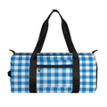 Blue And White Check Pattern Print Gym Bag