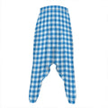 Blue And White Check Pattern Print Hammer Pants