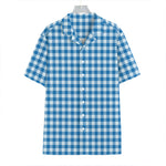 Blue And White Check Pattern Print Hawaiian Shirt