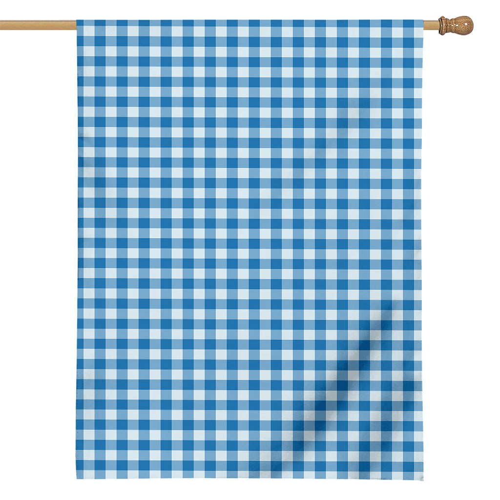Blue And White Check Pattern Print House Flag