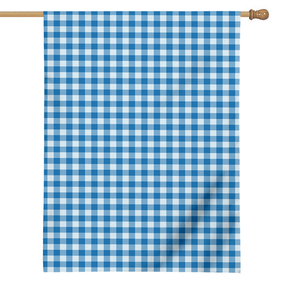 Blue And White Check Pattern Print House Flag