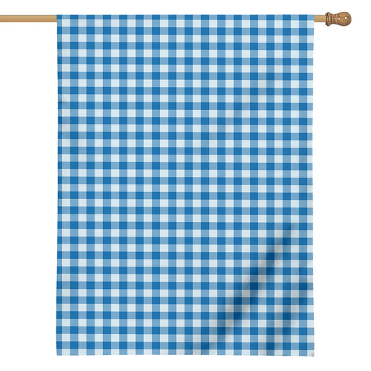 Blue And White Check Pattern Print House Flag