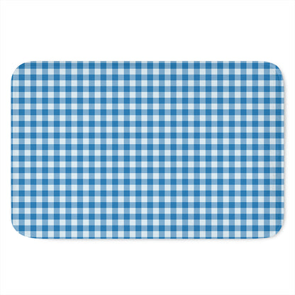 Blue And White Check Pattern Print Indoor Door Mat