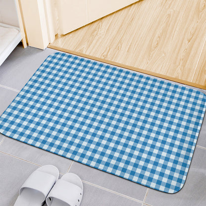 Blue And White Check Pattern Print Indoor Door Mat