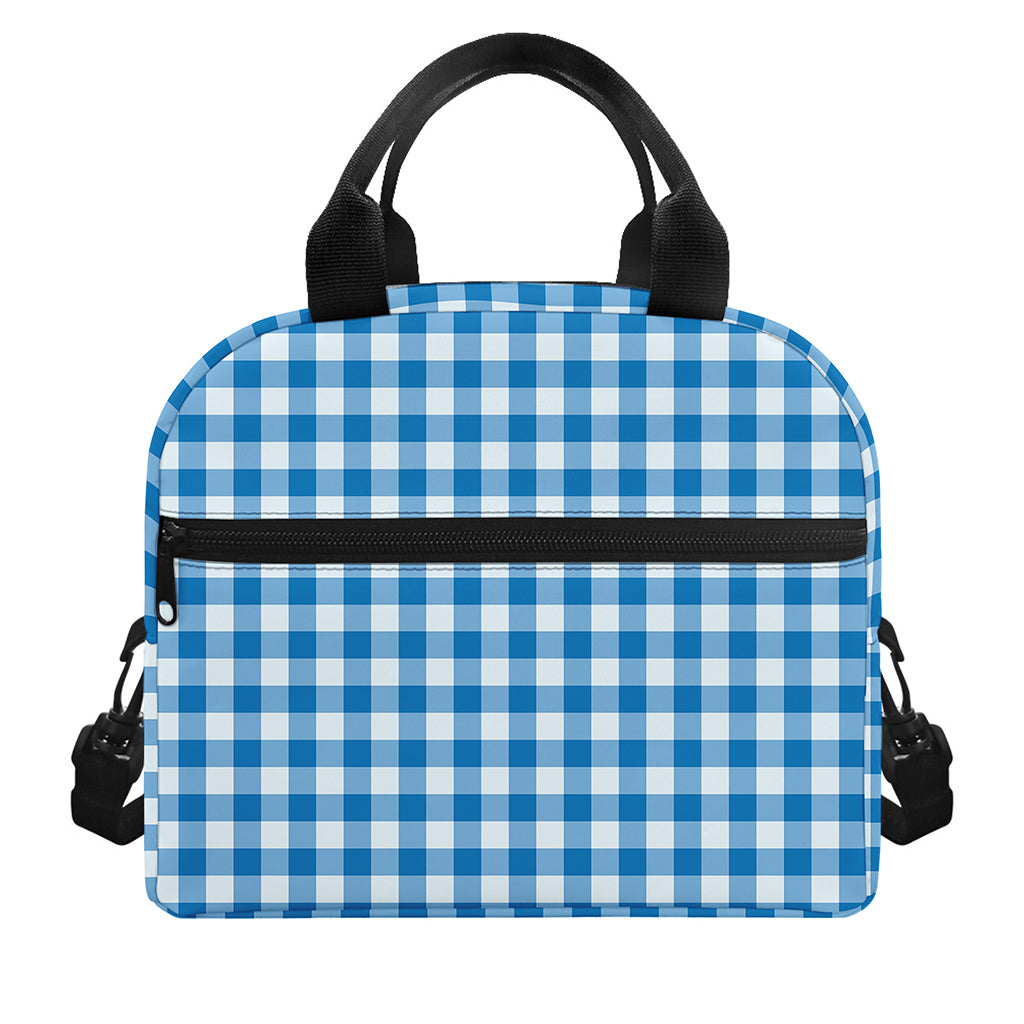 Blue And White Check Pattern Print Insulated Lunch Bag