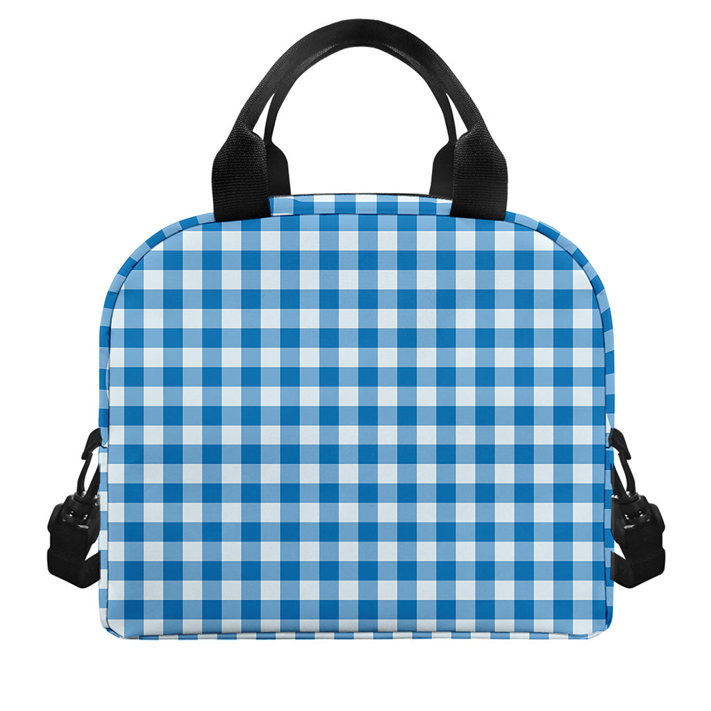 Blue And White Check Pattern Print Insulated Lunch Bag
