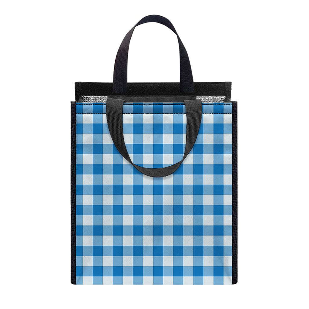 Blue And White Check Pattern Print Insulated Lunch Tote