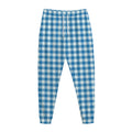 Blue And White Check Pattern Print Jogger Pants