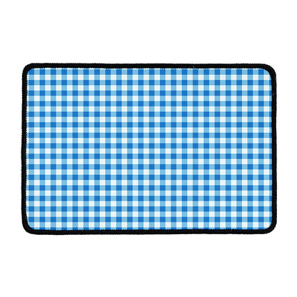 Blue And White Check Pattern Print Kitchen Mat