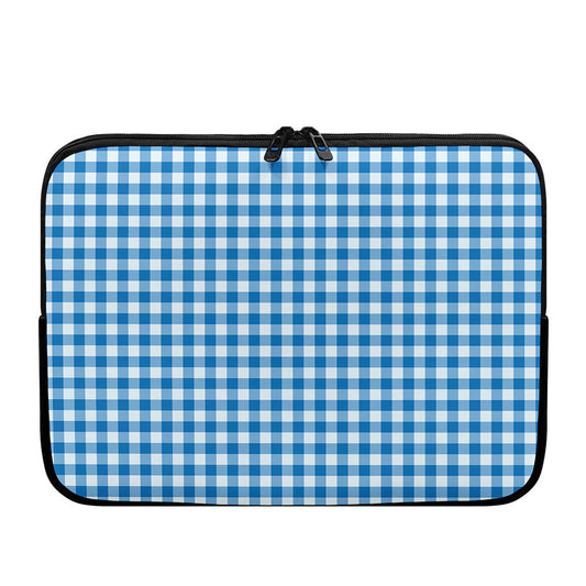 Blue And White Check Pattern Print Laptop Sleeve