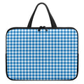 Blue And White Check Pattern Print Laptop Sleeve With Handle
