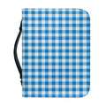 Blue And White Check Pattern Print Leather Bible Cover