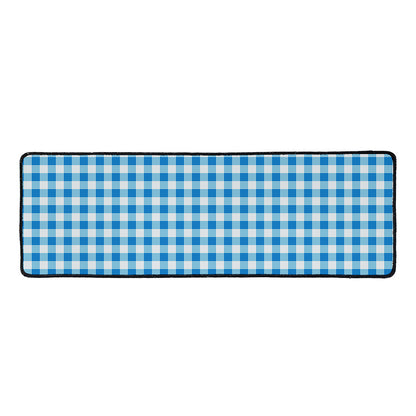 Blue And White Check Pattern Print Long Kitchen Mat