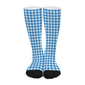 Blue And White Check Pattern Print Long Socks