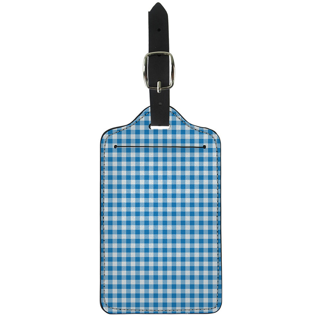 Blue And White Check Pattern Print Luggage Tag