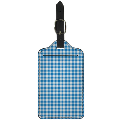 Blue And White Check Pattern Print Luggage Tag